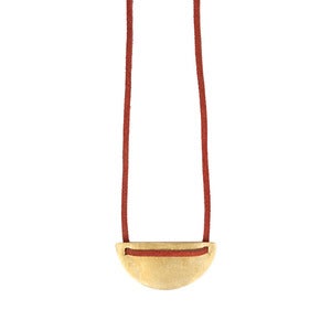 Image of Threaded Bronze Amulet Necklace - Half Moon - MORE COLORS