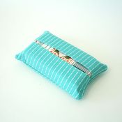 Image of travel tissue case - turquoise stitches 
