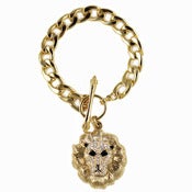 Image of Gold Crystal Lion Chain Bracelet