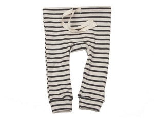 Image of Organic Cotton Striped Leggings - Natural/Charcoal Nautical Stripe