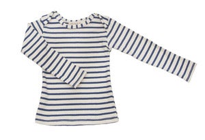 Image of Organic Cotton Nautical Tee - Natural/Blue Stripe