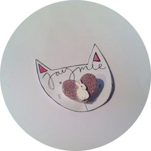 Image of White Rabbit Sparkling Heart Brooch 