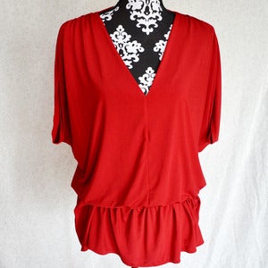 Image of Red Slouchy Peplum Top {Size L, runs big}