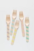 Image of Wooden Forks- Pastel Stripes