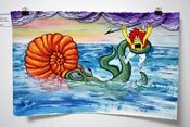 Image of "UU Ahab vs. Ammonaito" - OG RAMPAGE TOYS Gouache Painting