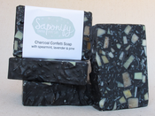 Image of Charcoal Confetti handmade soap with spearmint, lavender & pine