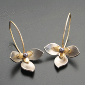 Image of Layered Lotus Earrings-Purple