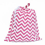 Image of Extra Large Laundry Bag for Dorm and Travel : Hot Pink and White Chevron