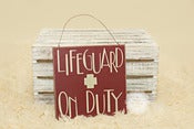 Image of Lifeguard on Duty - Red Beach Woode Sign - Photography Prop - NEW