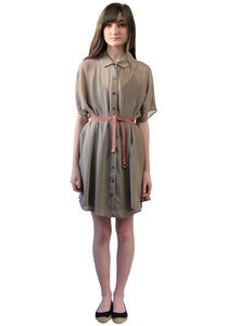 Image of TAUPE BACK-PLEAT TUNIC