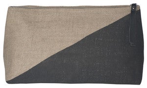 Image of Sasha Large Linen Cosmetic Bag:: Black 