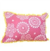 Image of Pink /White Pom Pom Cushion Cover 