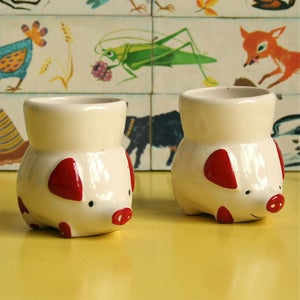Image of Pair of Vintage PIggy Egg Cups