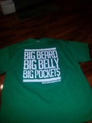 Image of BIG BEARDS BIG BELLY BIG POCKETS T SHIRT GREEN  WITH WHITE PRINT 
