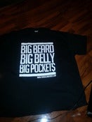 Image of BIG BEARDS BIG BELLY BIG POCKETS T SHIRT BLACK WITH WHITE PRINT 