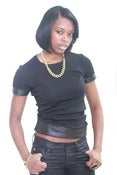 Image of Womans Leather tee blk