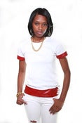 Image of Womans Leather tee White & Red