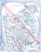 Image of SEA-MONKEY BATTLE original pencil drawing