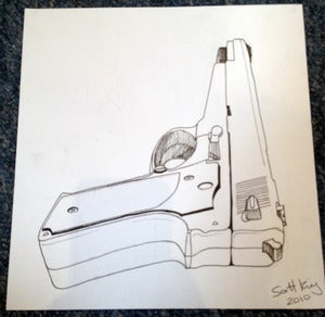 Image of HAND GUN Original Drawing 2010 By Scott King 