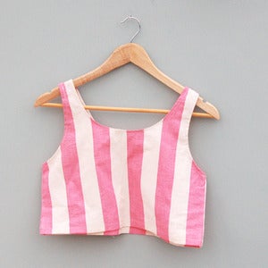 Image of Handmade Pink Candy Stripe Crop Top by Laura Ralph 