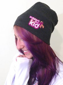 Image of Embroidered Slouch Beanie - CHARCOAL GREY