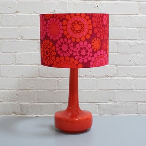 Image of NEW! Bell Bottom Table Lamp in Orange with Vintage Bright Circles Shade