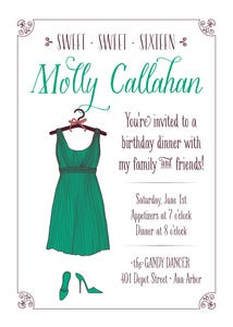 Image of Emerald Green Sweet Sixteen Invitation
