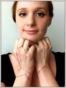 Image of Delicate 14k Gold Hand Chain