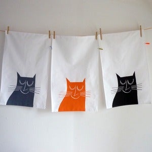 Image of Happy Cat tea towel