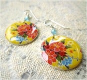 Image of Yellow Picnic - Mexican Oilcloth Inspired Earrings