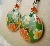 Image of Tropical Green - Mexican Oilcloth Inspired Earrings 