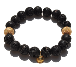 Image of Elastic Brcelet w/ Gold Laser Cut & Lava Rock