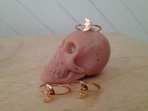 Image of Star-crossed crescent moon ring Rose Gold