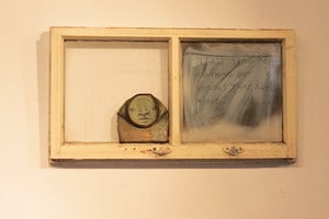 Image of "Please send me anything but signals that are mixed" can man in reclaimed window frame by Mydogsighs