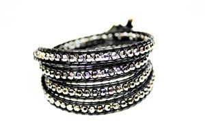 Image of GUNMETAL Leather Wrap Bracelet
