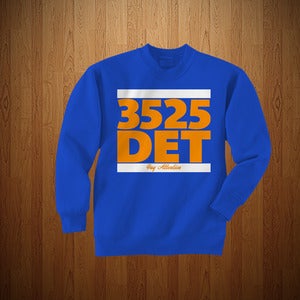 Image of 3525 "DET" EDITION CREWNECK- ROYAL BLUE & ORANGE