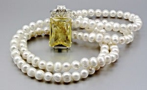 Image of "Sunna" - Golden Citrine, Freshwater Pearl and Sterling Silver Necklace and Earrings Set