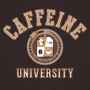 Image of “Caffeine University” - Dark Chocolate & Navy Blue tee