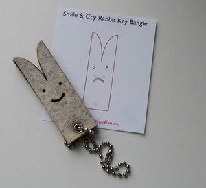 Image of Smile & Cry Rabbit Key Bangle - white & brown