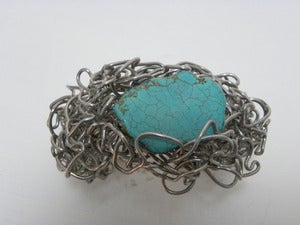Image of Turquoise Tangled Wire Cuff Bracelet