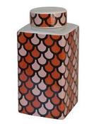 Image of Pink & Orange Ceramic Covered Jar