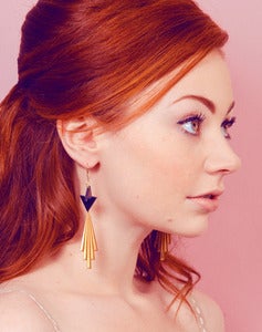 Image of Celeste Hematite Geometric Star Earrings