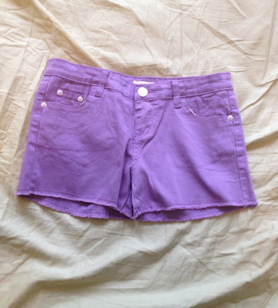 Denim Shorts: Purple Denim Shorts